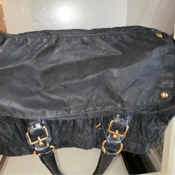 Prada Gorgeous Nylon and Leather Tote with Decorative Gathered Band - Picture 14 of 15